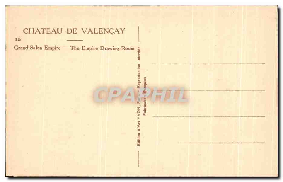 CPA Chateau De Valencay Grand Salon Harpe  — Rückseite