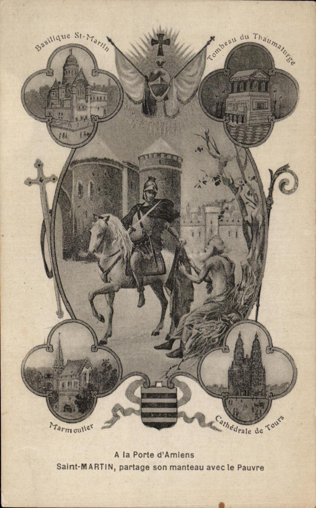 CPA Tours A La Porte d'Amiens Saint Martin Partage Son Manteau Avec Le Pauvre