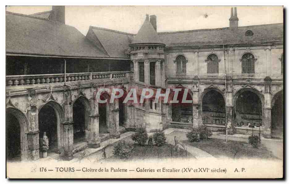 CPA Tours Cloitre de la Psalette Galeries et Escalier