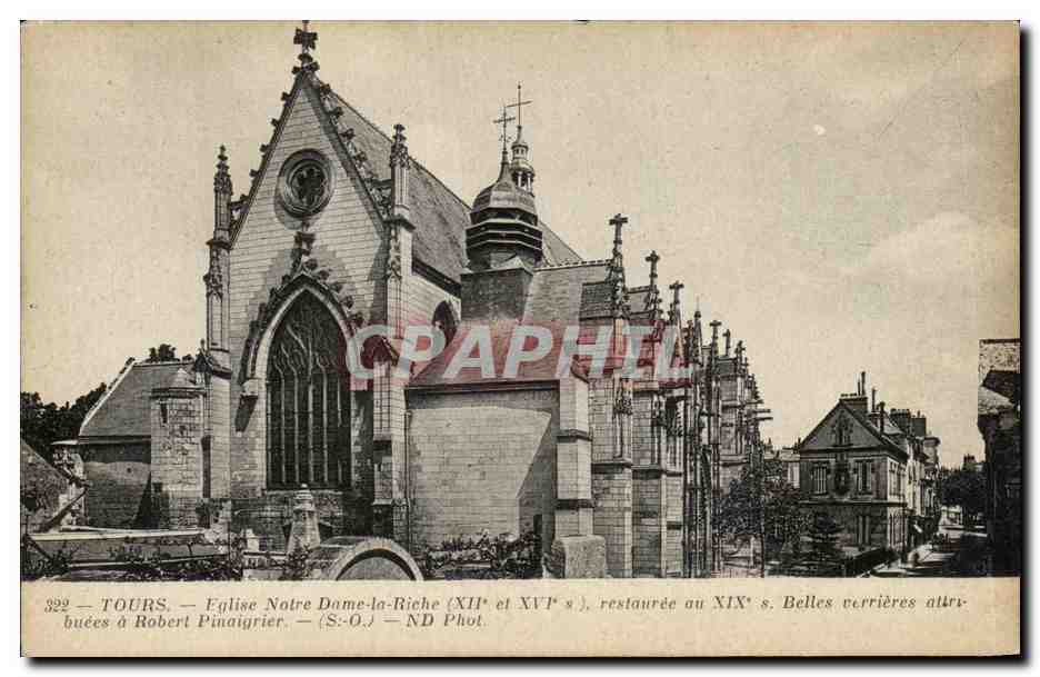 CPA Tours Eglise Notre Dame la Riche restauree ou Belles verrieres allri buces a Robert Pinaigrier