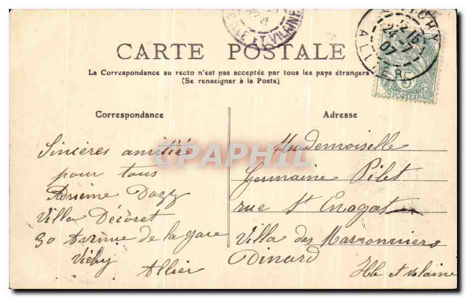 CPA Vichy Pavillon Sevigne et les Jardins — Rückseite