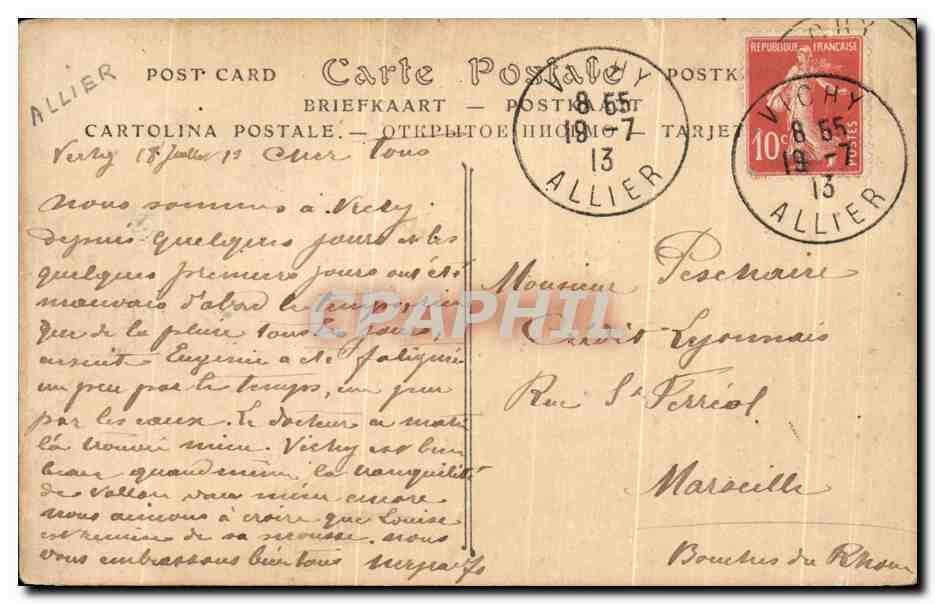 CPA Vichy La Souce de la Grande Grille — Verso