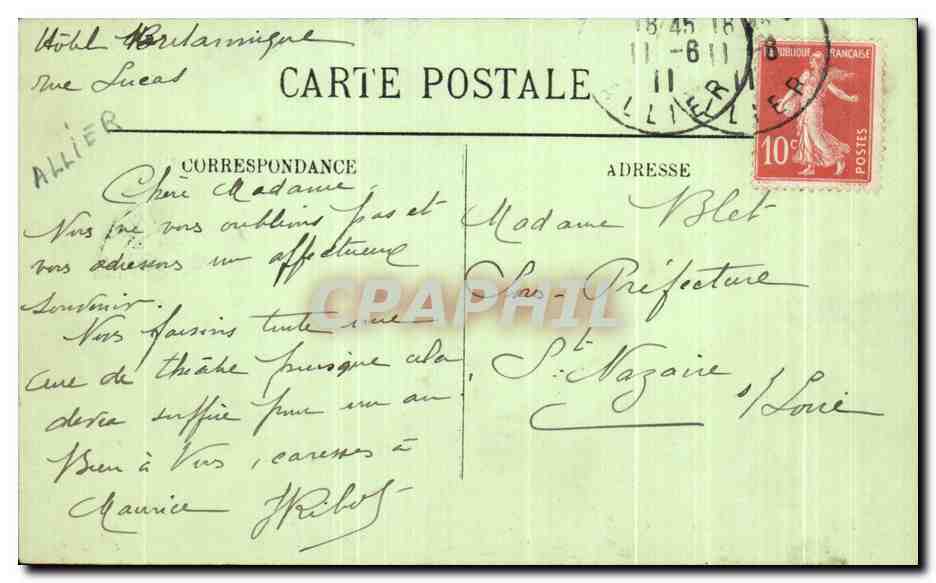 CPA Vichy Les Bords de I'Allier — Verso