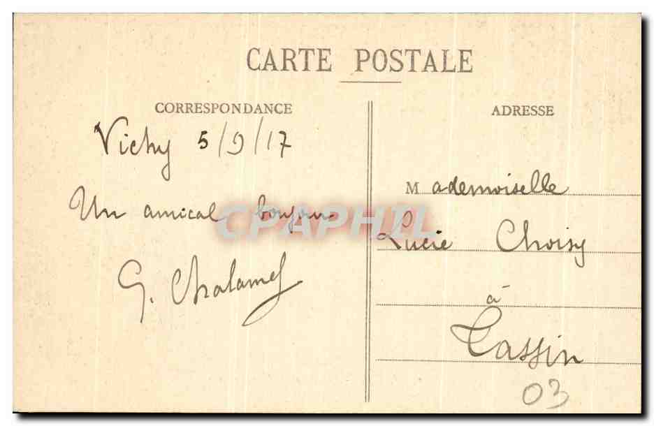CPA Vichy Le Chalet de l'Empereur — Verso