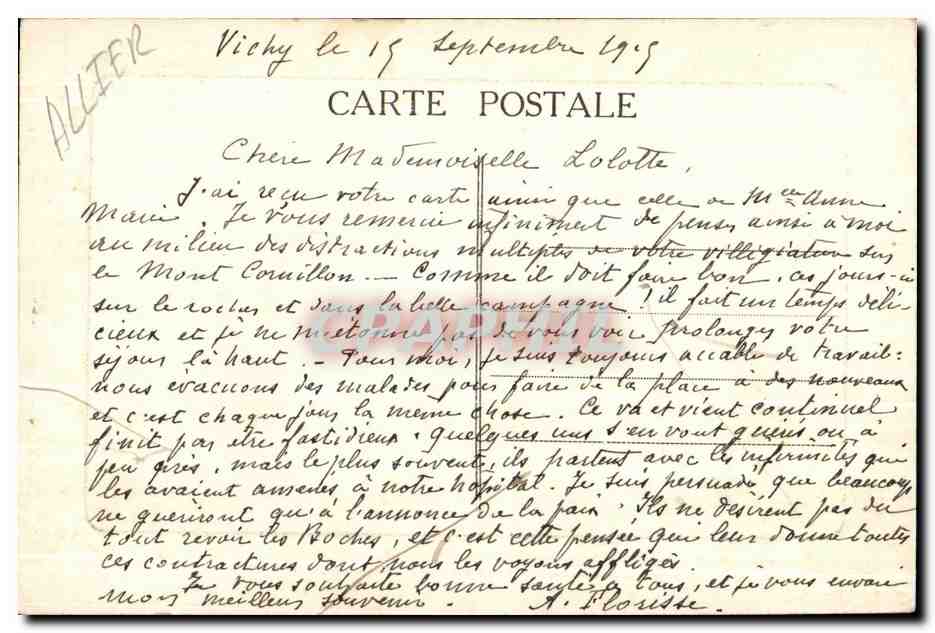 CPA Vichy Les Bords de l'Allier et le Pont — Verso
