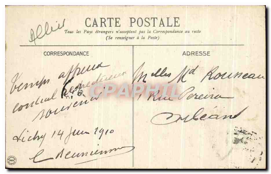 CPA Vichy Hopital Militaire Militaria — Rückseite