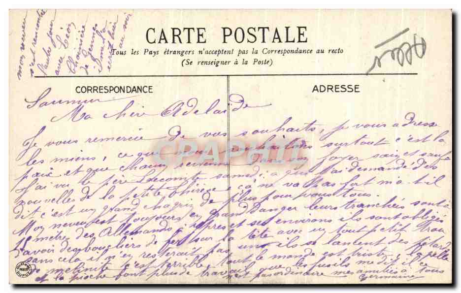 Vichy. Statue de la Charité — Entrée de l'Hôpital Civil — G.D. — Reverso