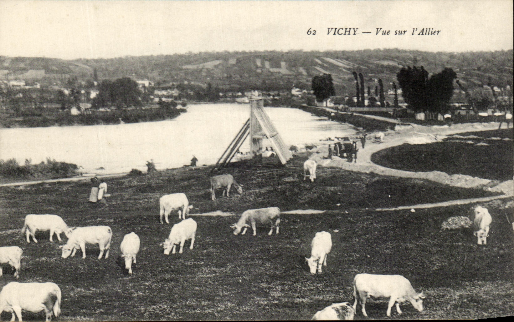 CPA Vichy Vue sur l'Allier Boeufs Vaches 
