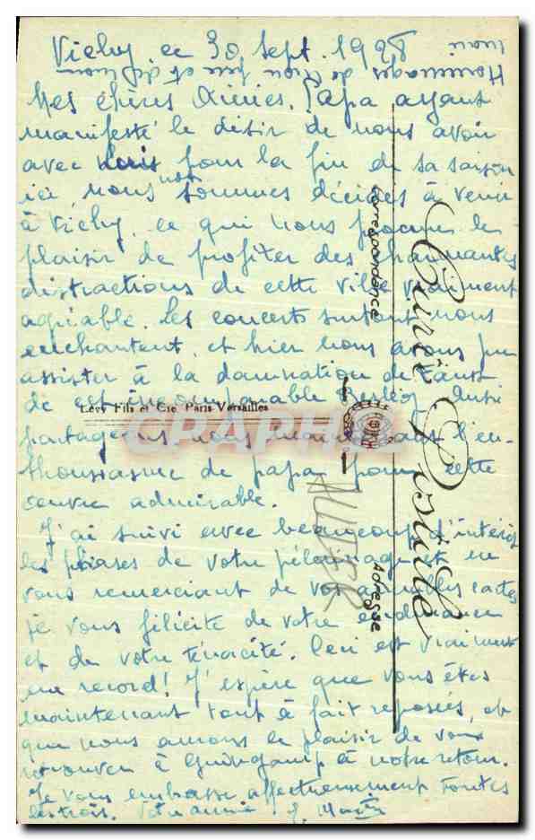 CPA Vichy Pavillon des Celestins — Verso