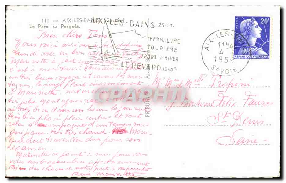 CPA Aix Les Bains Le Parc sa Pergola — Rückseite