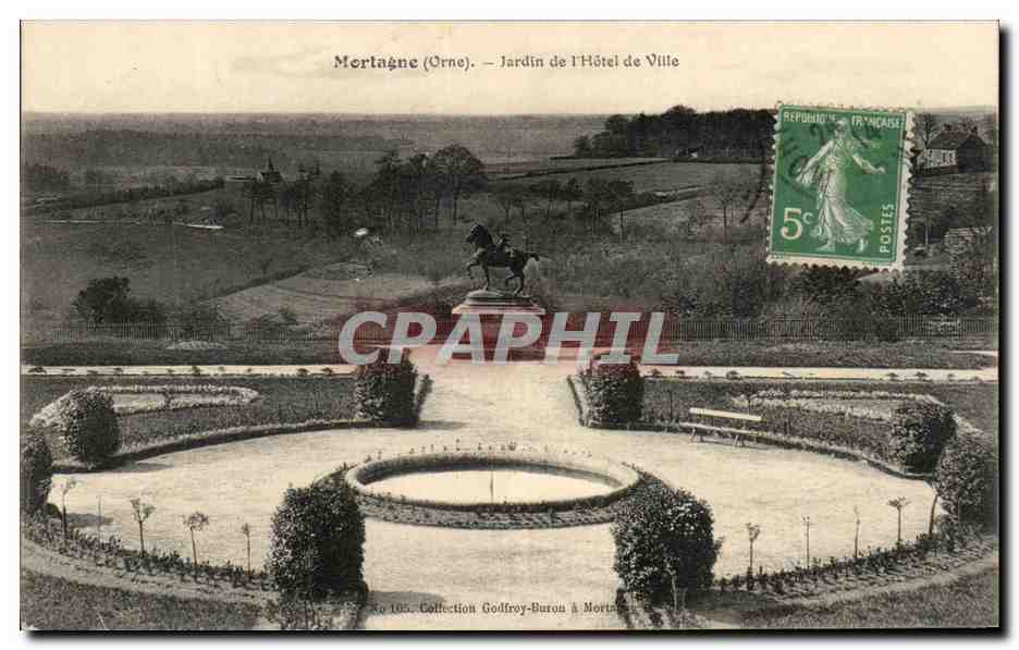 CPA Mortagne Jardin de I'Hotel de Ville