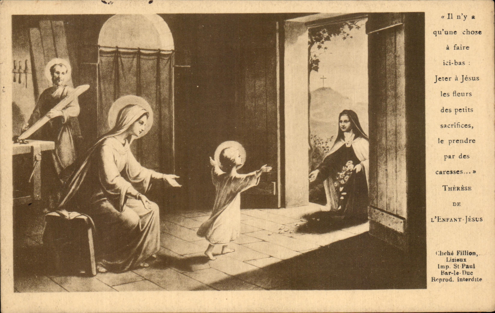 La Vierge et l'Enfant Jésus — scène de tendresse — Cheché Fillion, Lisioux - Anverso