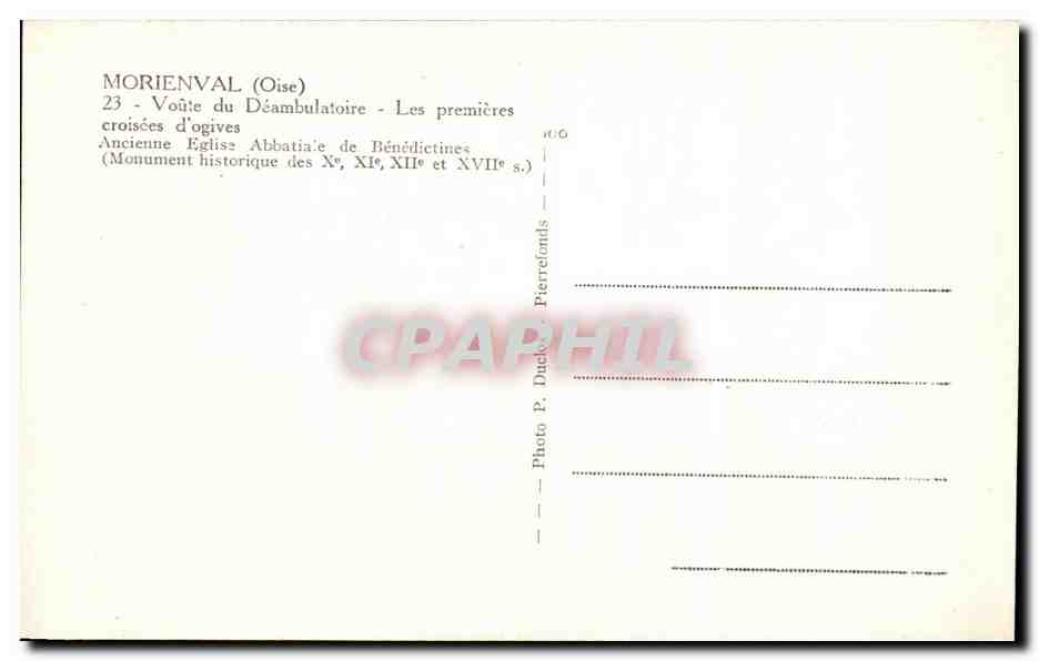 CPA Morienval Voute du Deambulatoire Les premiers croisees d'ogives — Rückseite
