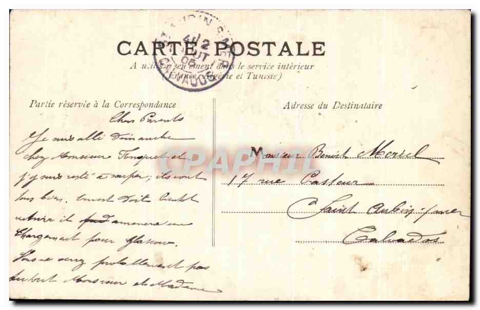 CPA Parc de Versailles Papirius et sa Mere — Verso