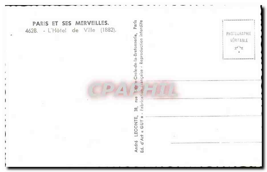 CPSM Paris Et Ses L'Hotel de Ville — Verso