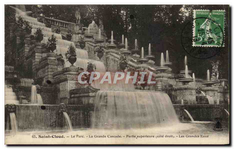 CPA Saint Cloud Le Parc La Grande Cascade Partie Superieure Les Grandes Eaux