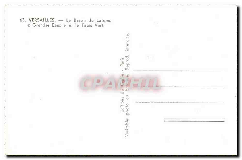 CPA Versailles Le Bassin De Latone Grandes Eaux Et Le Tapis Vert — Verso