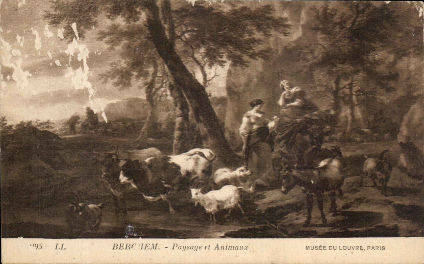 CPA Berchen Paysage et Animaux Musee Du Louvre Paris Chevre Ane Vaches
