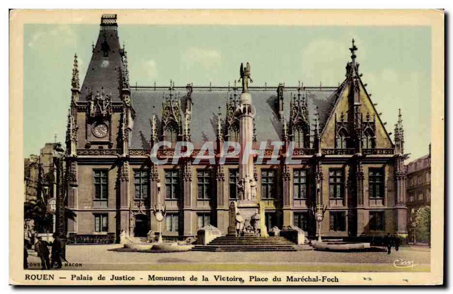 CPA Rouen Palais De Justice Monument De La Victoire Place Du Marechal Foch