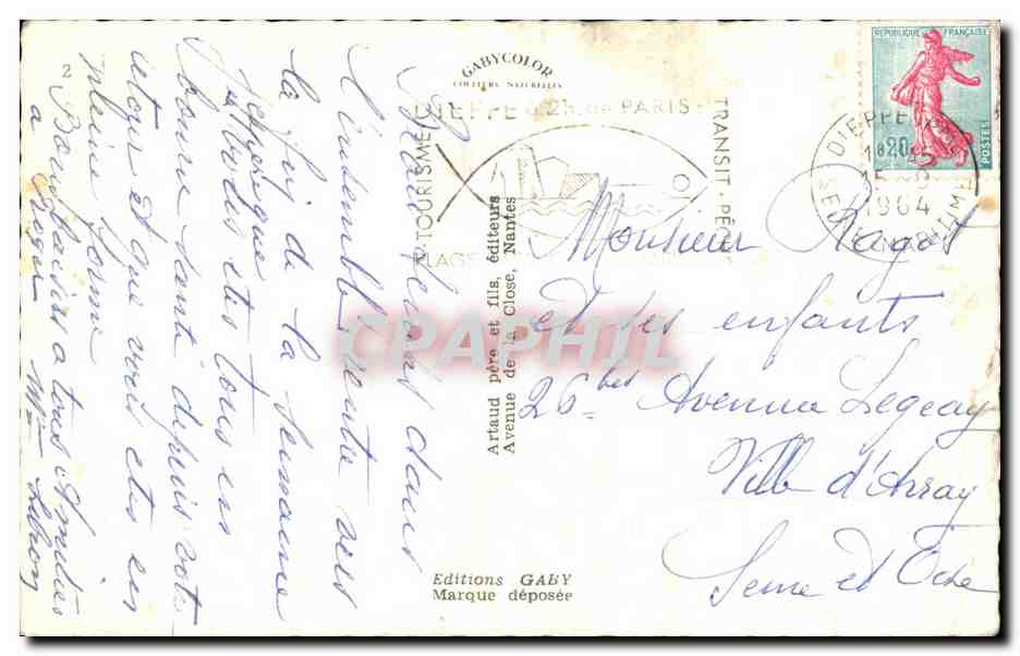 Semi-Modern Postcard Dieppe — Back