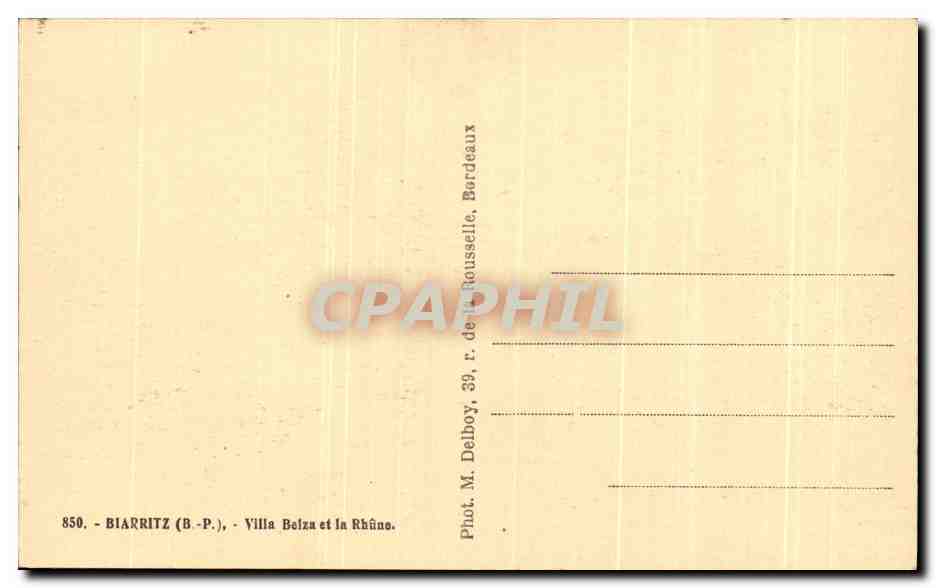 CPA Biarritz Villa Belza et la Rhune — Verso
