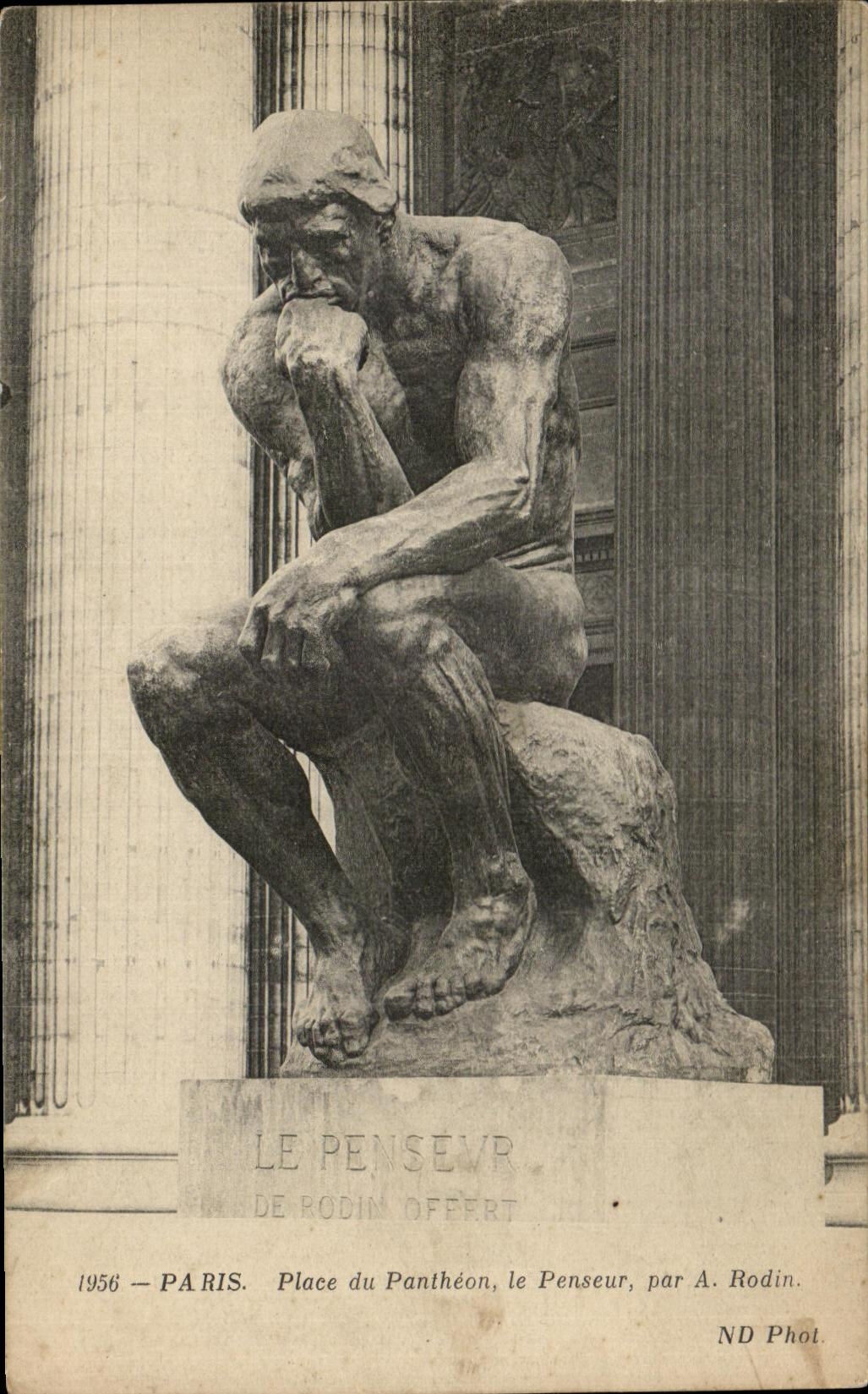 CPA Paris Place du Pantheon le Penseur par Rodin 