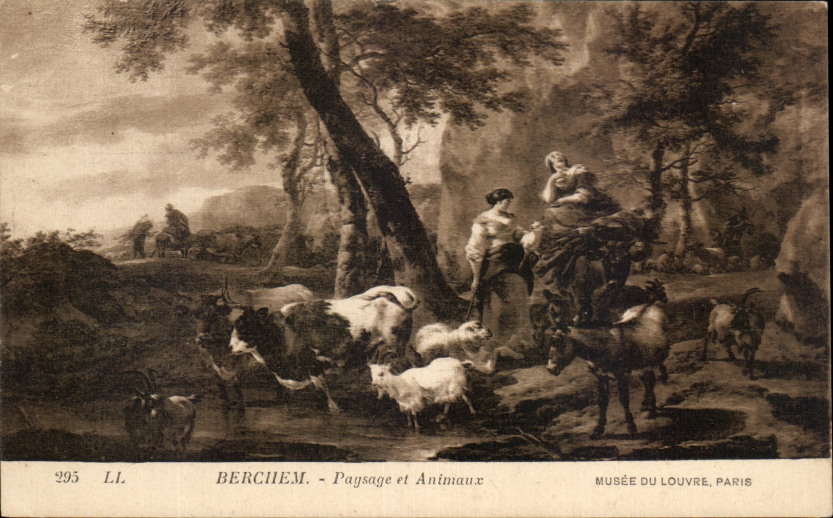 CPA Berchem Paysage et Animaux Chevre Vache Ane Musee du Louvre Paris 
