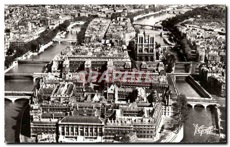 Paris — Vue aérienne des Îles de la Cité, Saint-Louis, La Sainte-Chapelle et Notre-Dame — Greff