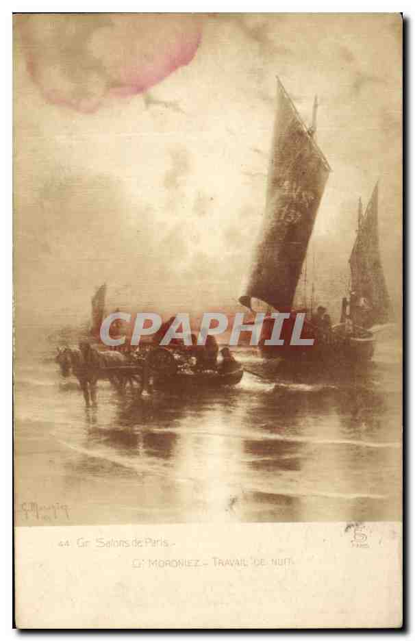 CPA Salons Paris Moroniez Travail De nuit Bateau