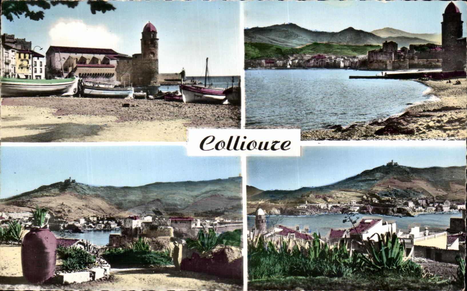 CPA Collioure L'Eglise Port de Peche Alberes La baie vue prise du Mirabou Le port et le fort Saint Elme 