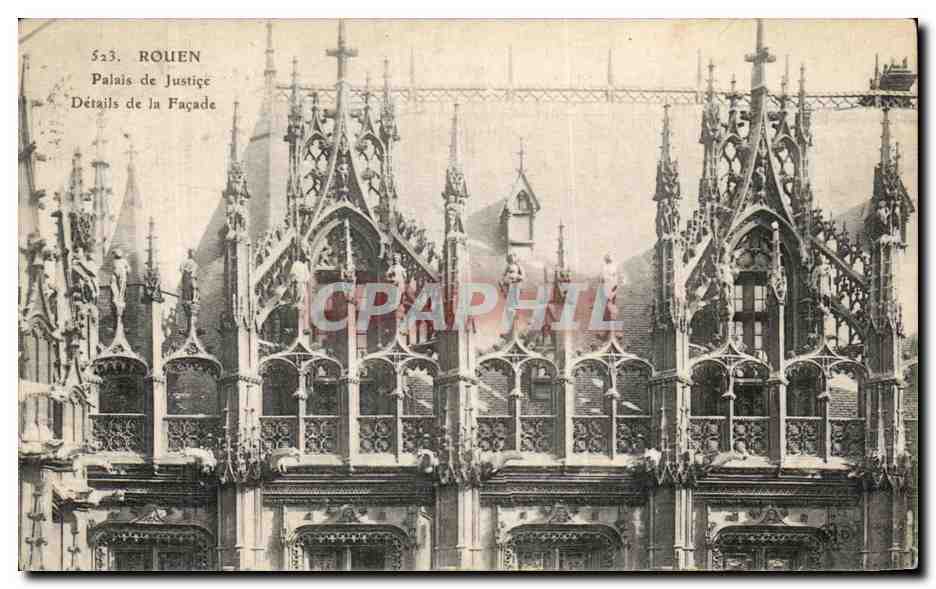 CPA Rouen Palais De Justice Details de la Facade