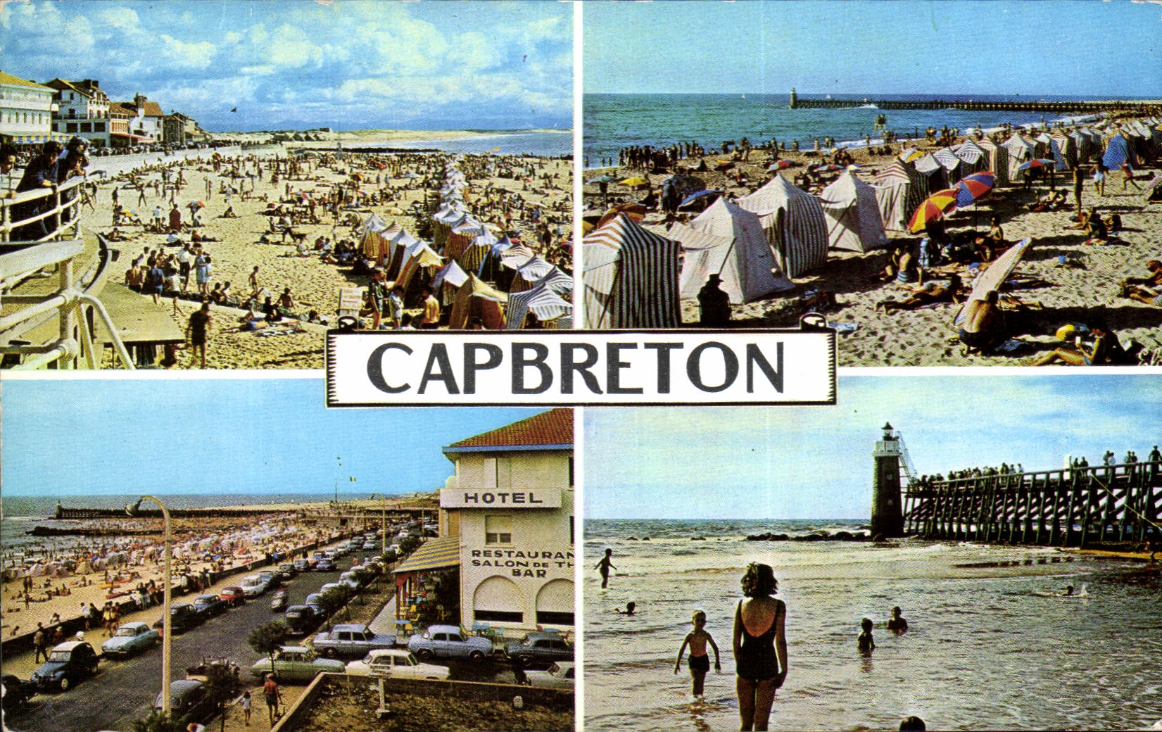 CPA Capbreton de gauche a droite La Grande Plage La Plage et les Horets