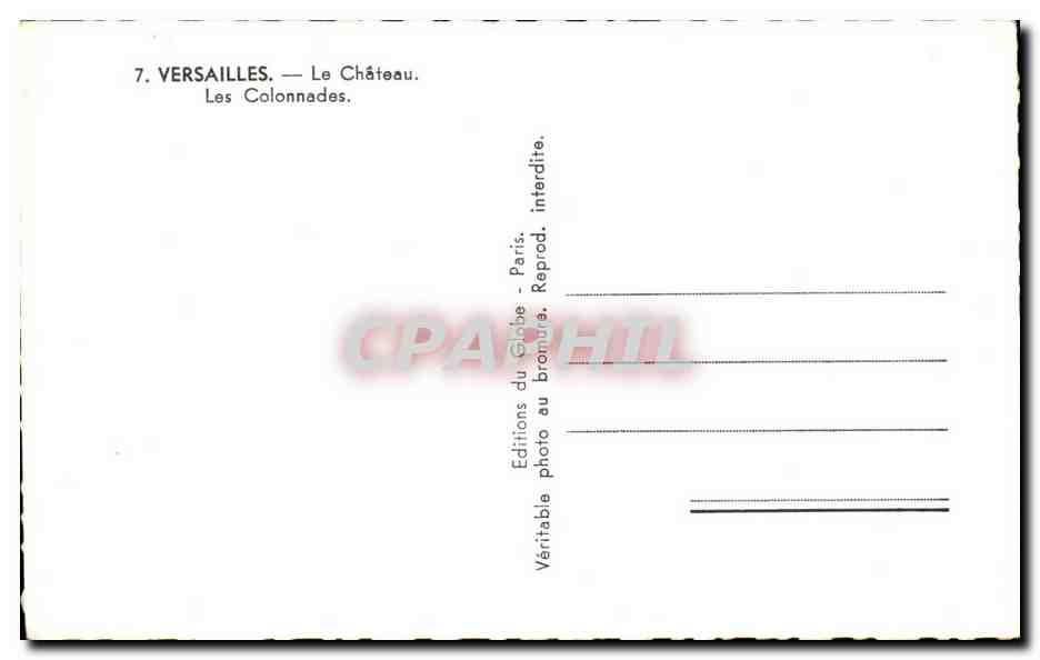 CPA Versailles Le Chateau Les Colonnades — Verso