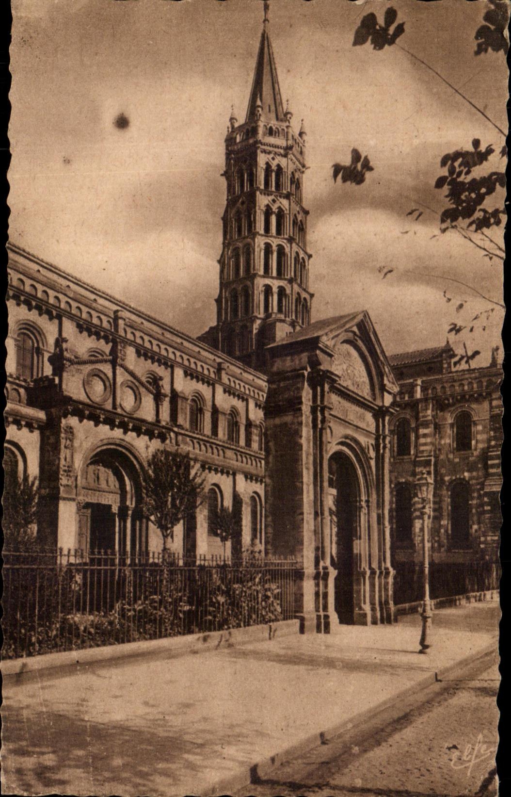 Clocher et Porte de la Basilique Saint-Sernin — Toulouse (Haute-Garonne) — Héliogravure Lanoue