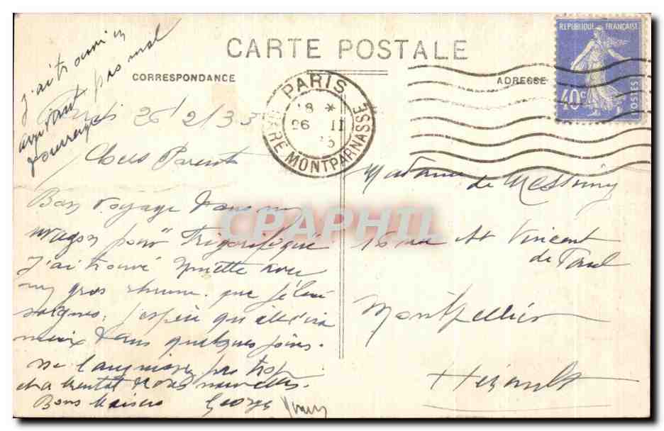 CPA Paris Eglise N D du Travail Rue Vercingetorix — Rückseite