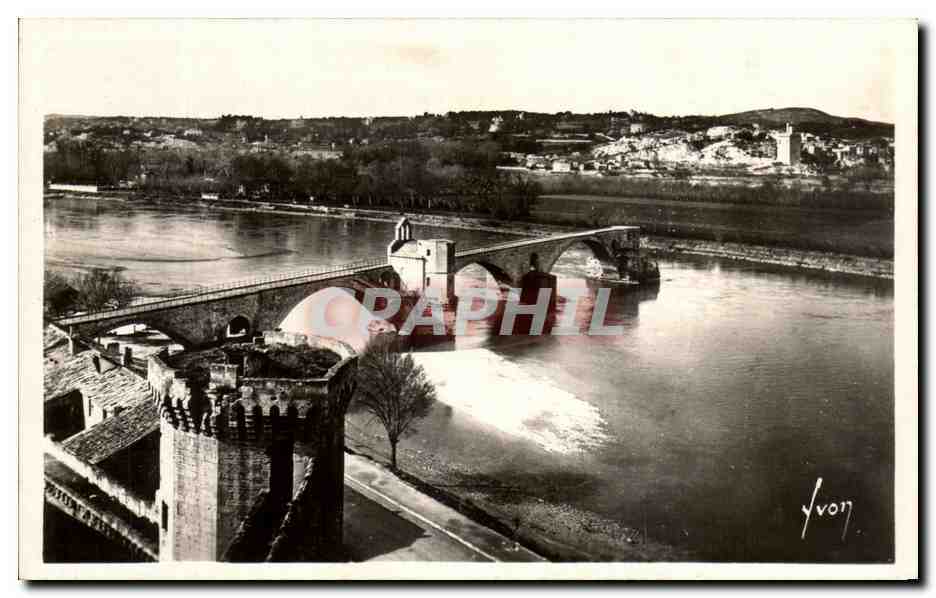 CPA Avignon Le Pont St Benezet Vu Du Rocher Du Dom