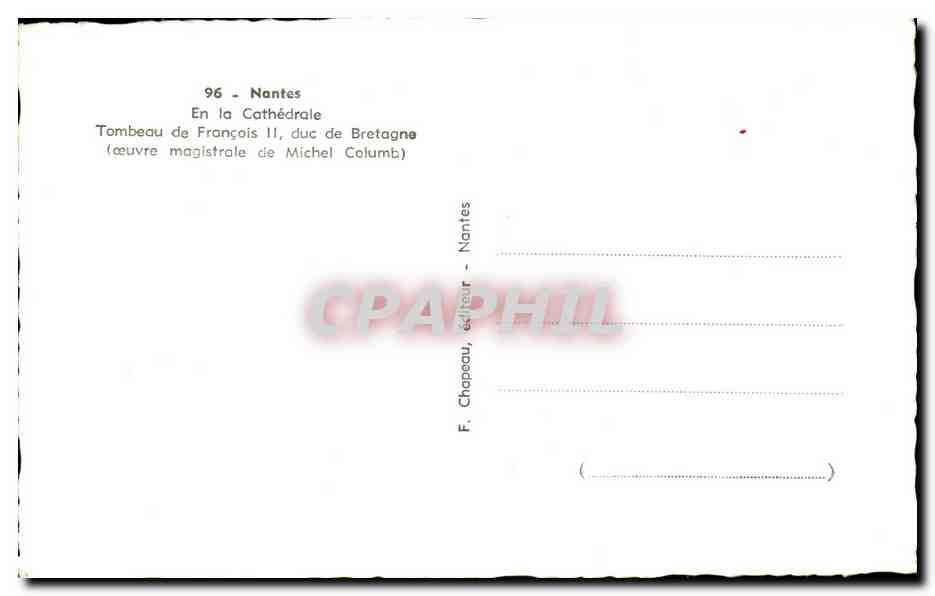 CPA Nantes En la Cathedrale Tombeau de Francois II Duc de Bretagne — Verso
