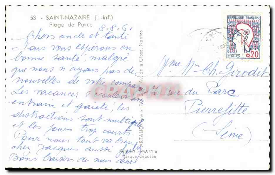Plage de Porce — Saint-Nazaire (Loire-Inférieure) — Éditions Gaby — Rückseite