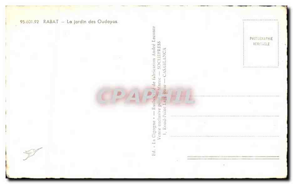 CPA Rabat Le Jardin des Oudayas Maroc  — Rückseite