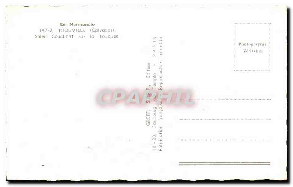 Trouville-sur-Mer — Soleil couchant sur la Touques — Greff — Verso