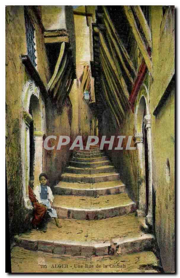 CPA Alger Une Rue De La Casbah Algerie Enfants