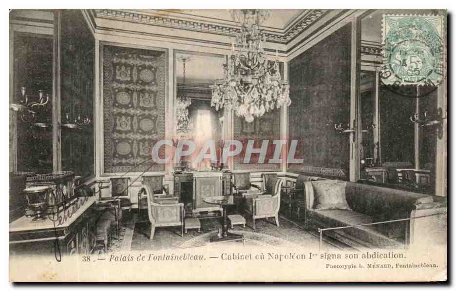 Antike Ansichtskarte Palais De Fontainebleau Cabinet, wo Napoleon 1. seine Abdankung unterschrieb