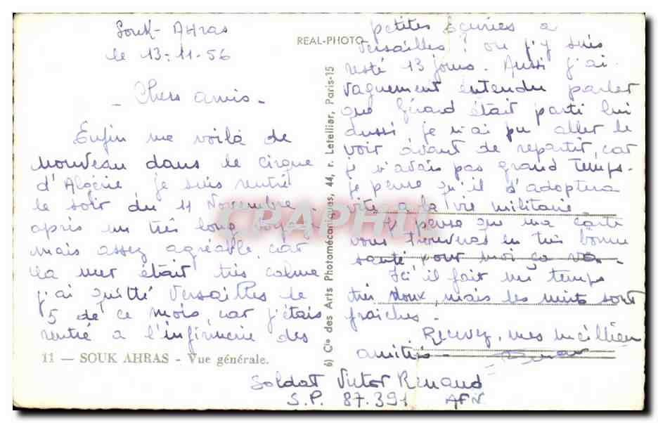 CPA Souk Ahras Vue generale Algerie — Rückseite