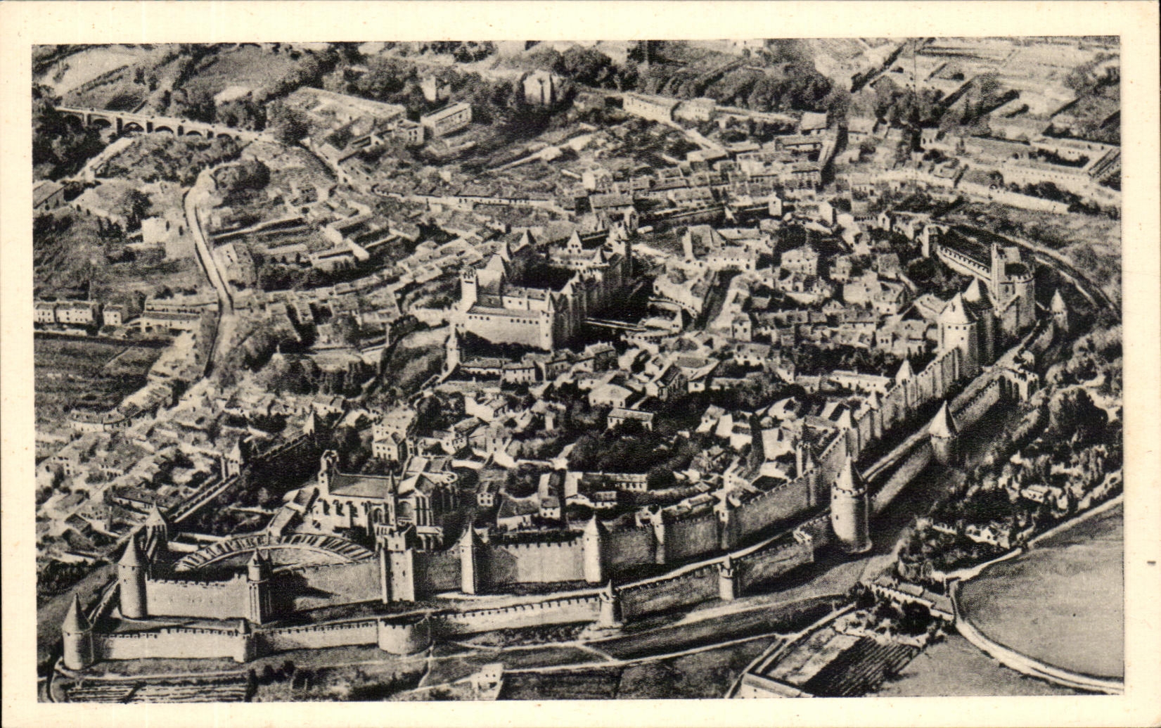 CPA Cite De Carcassonne Vue Aerienne