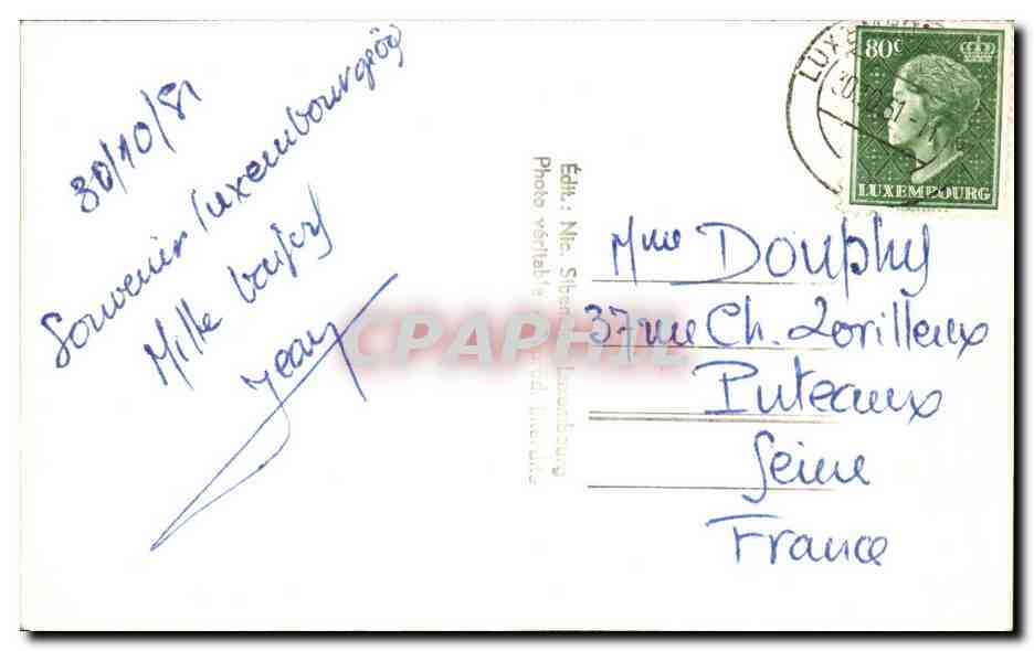 CPA Luxembourg Le Pfaffental — Verso