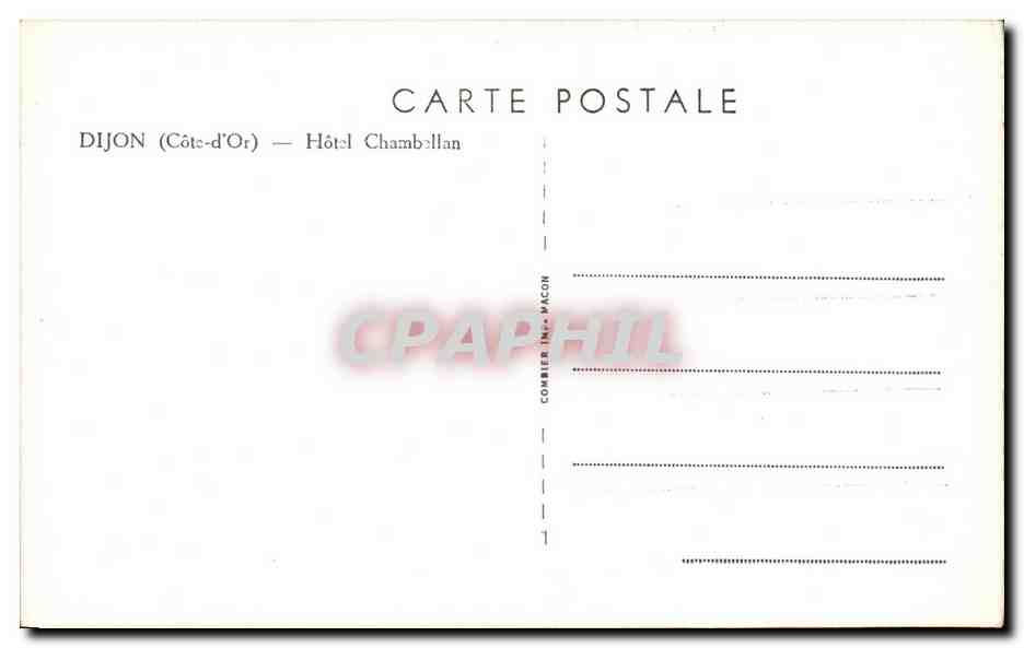 Dijon (Côte-d'Or) — Hôtel Chambellan — Combier Imprimeur-Macon — Rückseite