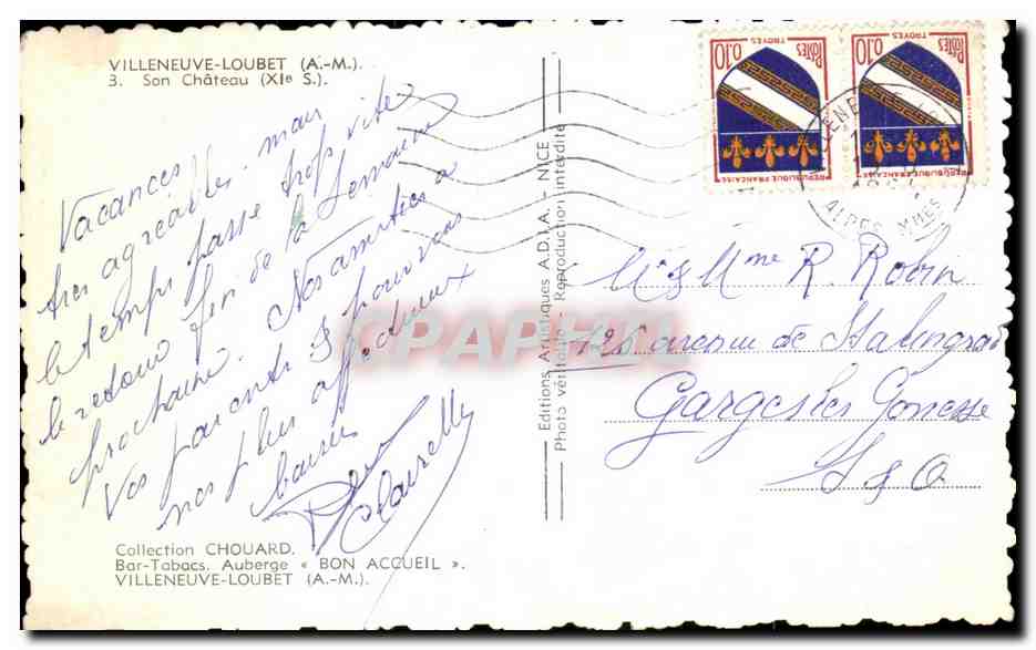 CPA Villeneuve Loubet San Chateau — Verso