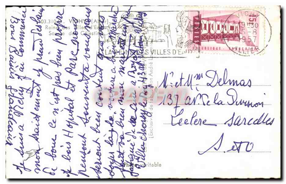 CPSM Vichy Reine des Villes Source des Celestins — Verso