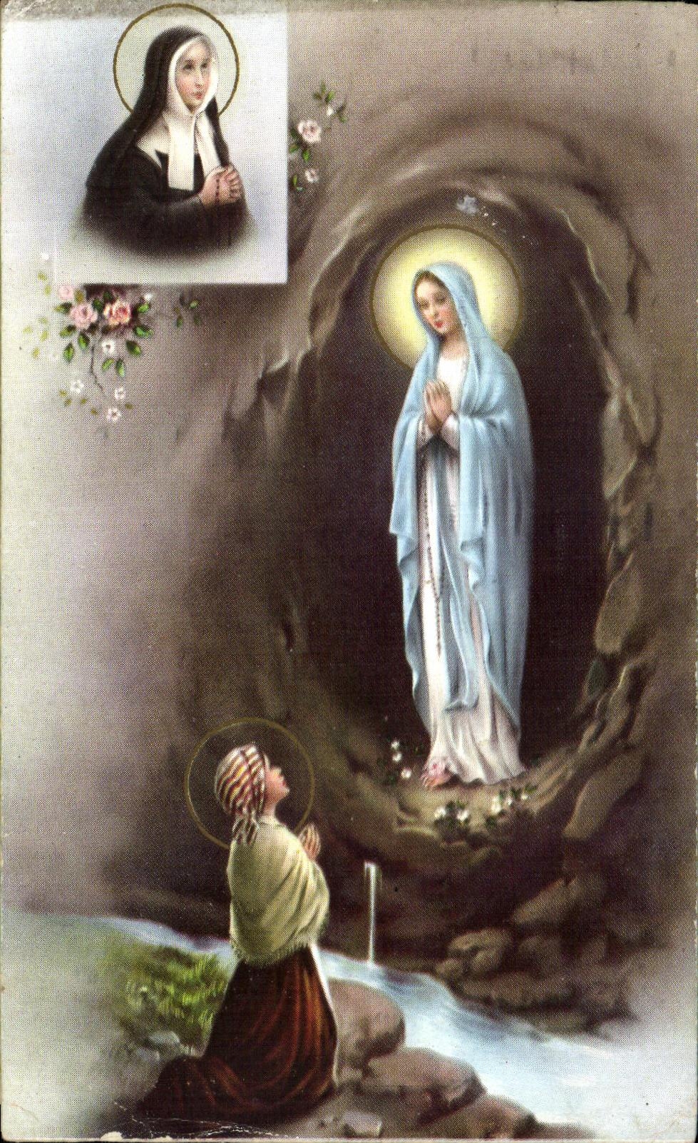 CPA Lourdes Bernadette La vierge 