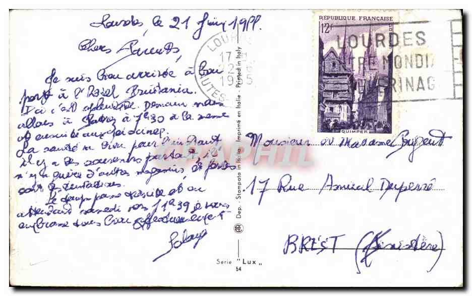 CPA Lourdes Bernadette La vierge  — Rückseite